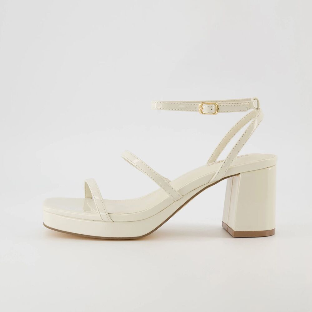 Cushionaire Roma Platform Dress Sandals Womens 7.5M Block Heel Ivory  Minimalist